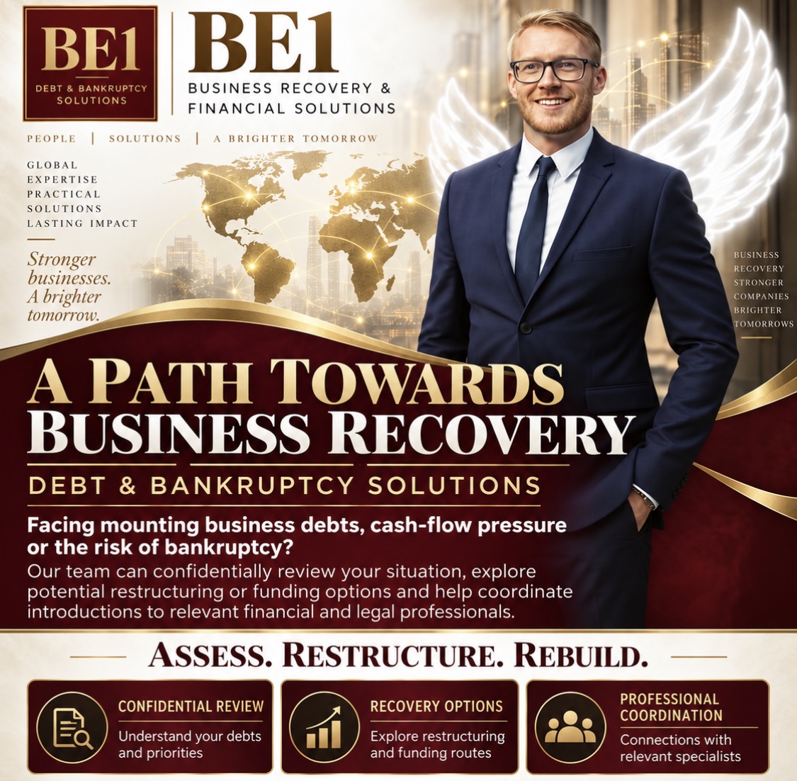 BE1 Debt & Bankruptcy Solutions — a path towards business recovery: confidential review, recovery options, professional coordination
